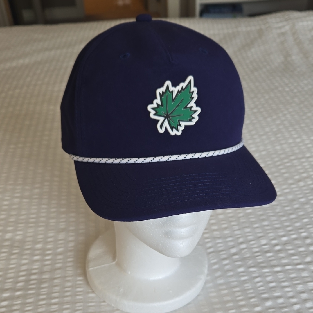 Navy Baseball Cap with Green Leaf Patch
